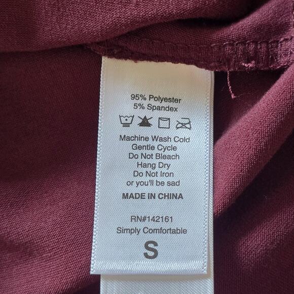 Lularoe Shirt Womens Small Burgundy Jana Short Sleeve V Neck Tunic Stretch NEW - Picture 5 of 9